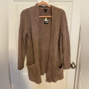 Torrid size 00x 10 M/L Popcorn Eyelash Open Front Sweater Toffee Brown